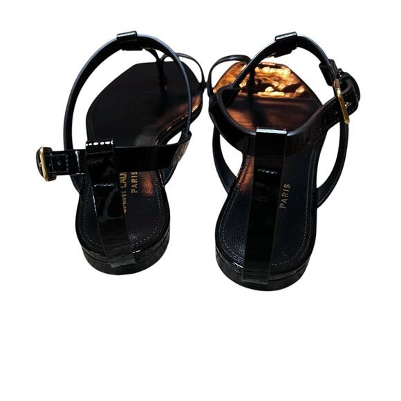 Saint Laurent Cassandra Flat Sandal Black Patent Leather Toe Loop NEW EU 36 US 6 - Picture 10 of 15
